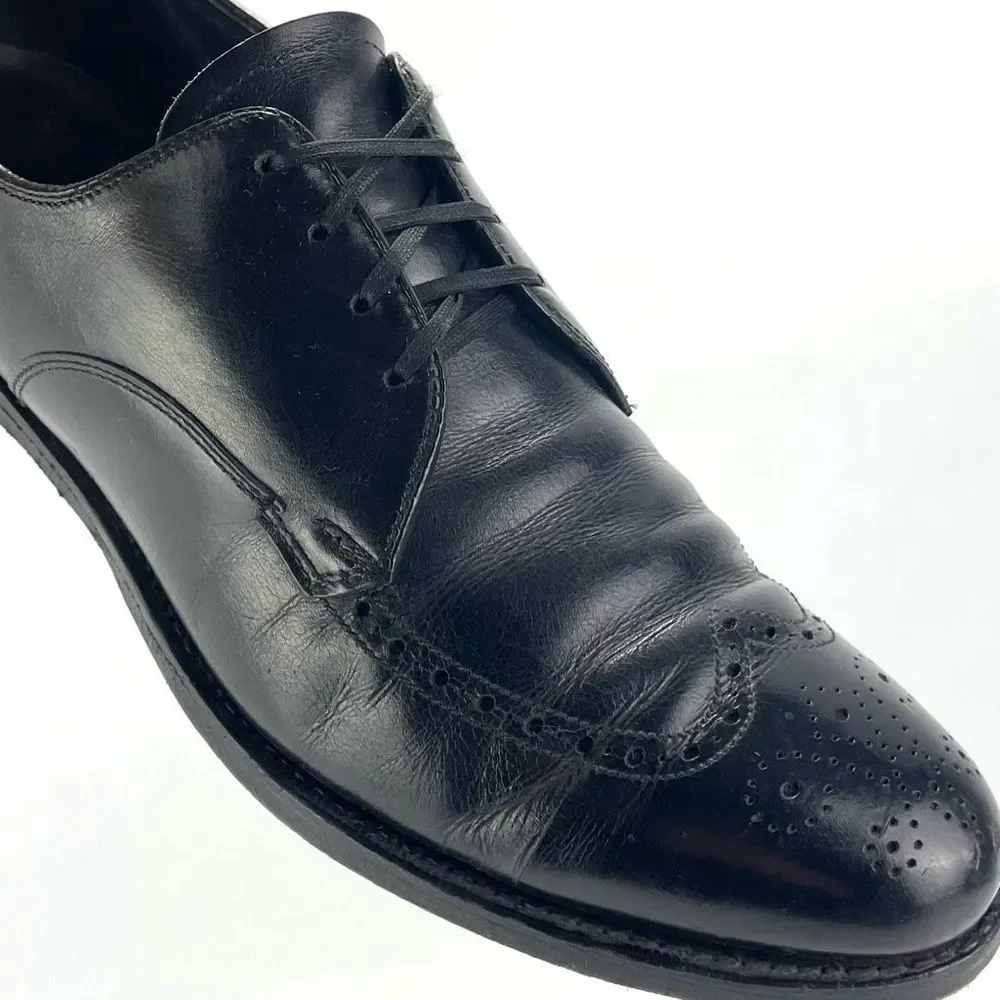 E.T. Wright Black Leather Wingtip Oxfords Men's size 10AA‎